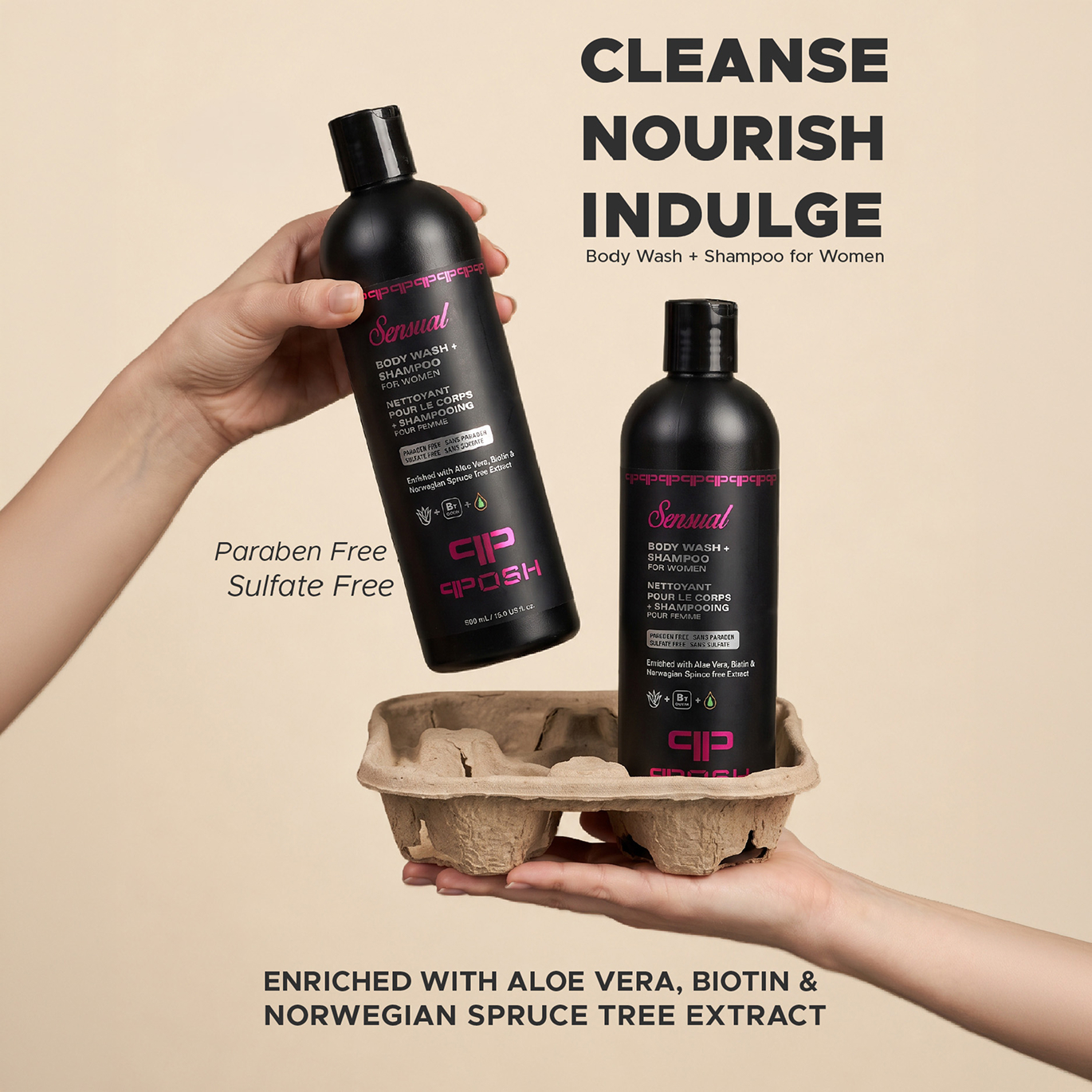 SENSUAL Body Wash + Shampoo & Conditioner Set - Family Pack (6 Bottles)