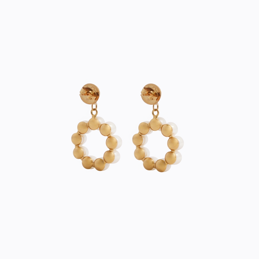 Lustrous Treasures Halo Earrings - Gold