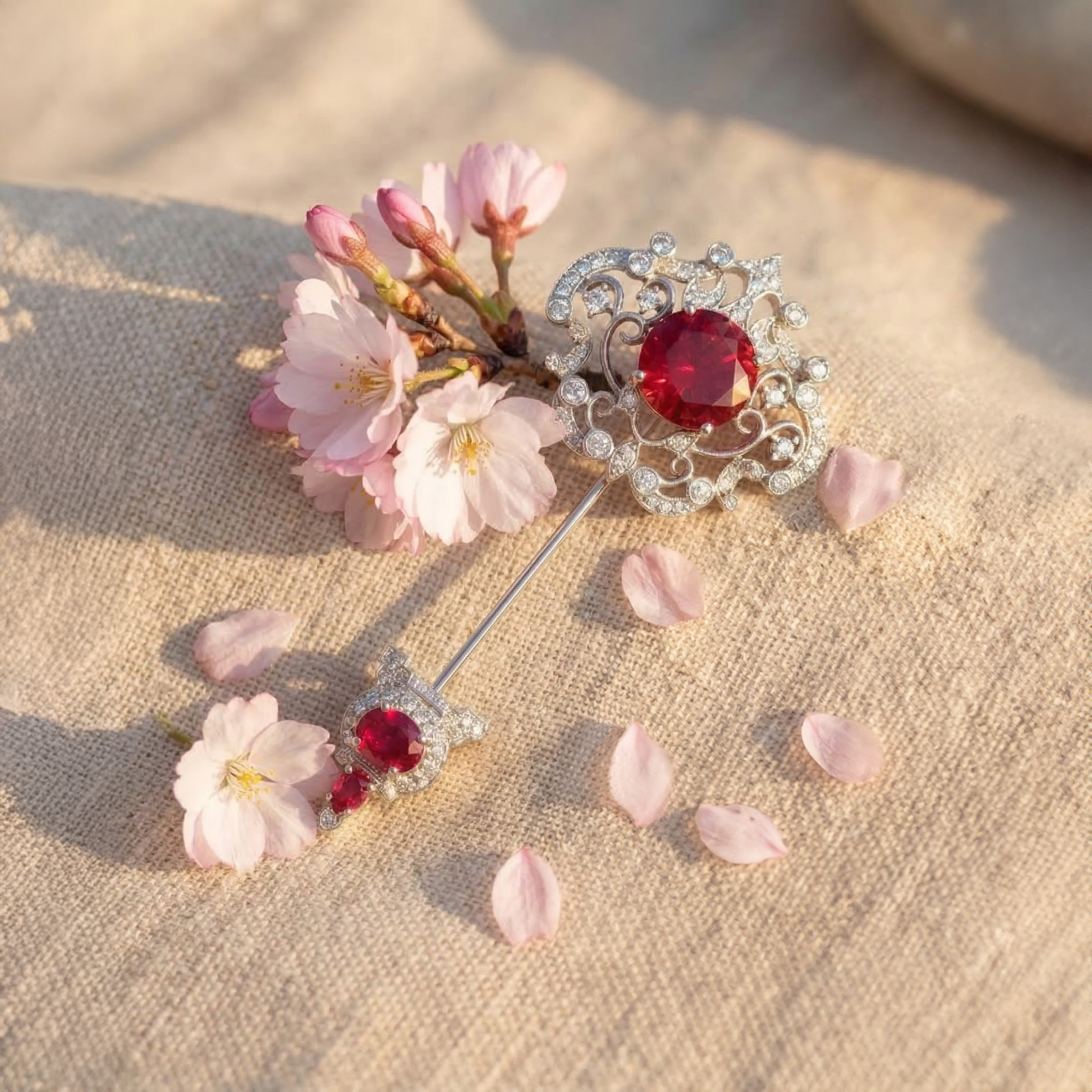 Flower Brooch - Red