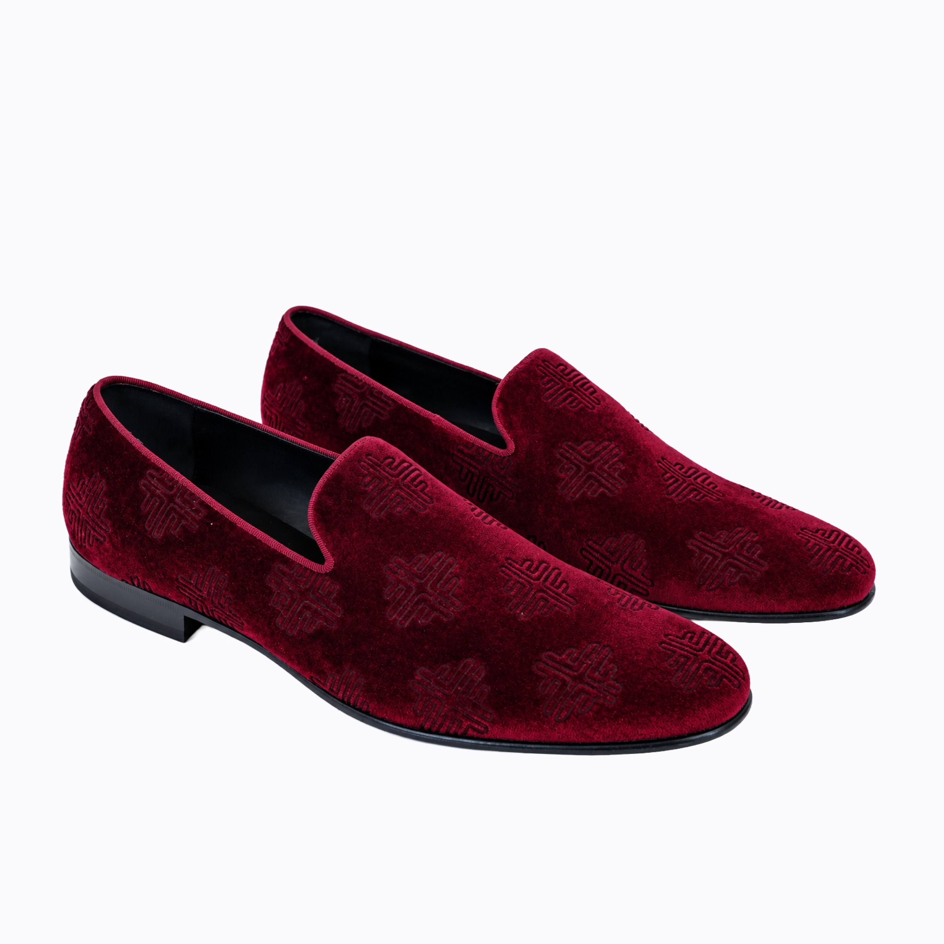 Palazzo Loafers - Burgundy Velvet