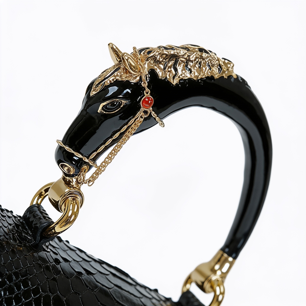 Horse handle Malayo Python Peticulatus Bags - Black