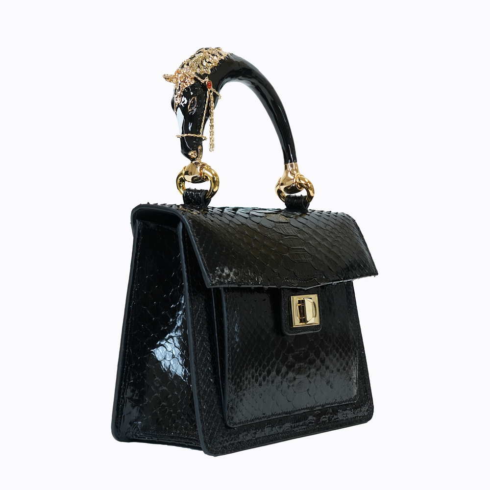 Horse handle Malayo Python Peticulatus Bags - Black