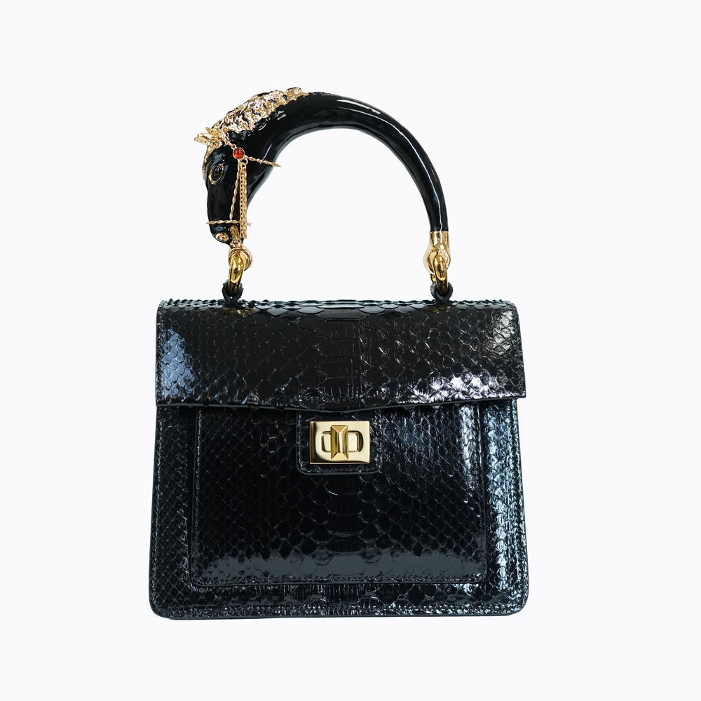 Horse handle Malayo Python Peticulatus Bags - Black