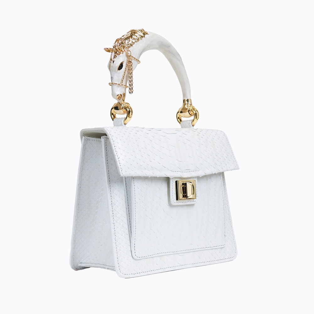 Horse handle Malayo Python Peticulatus Bags - white