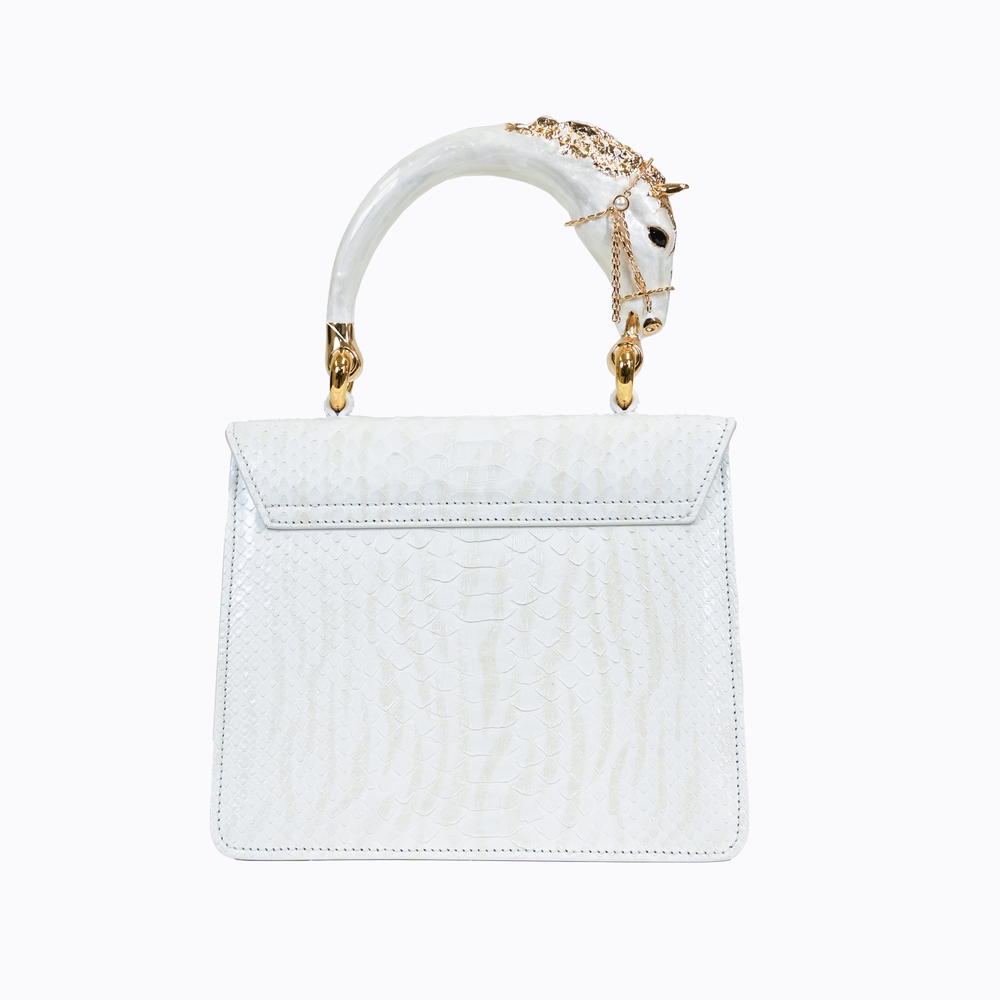 Horse handle Malayo Python Peticulatus Bags - white