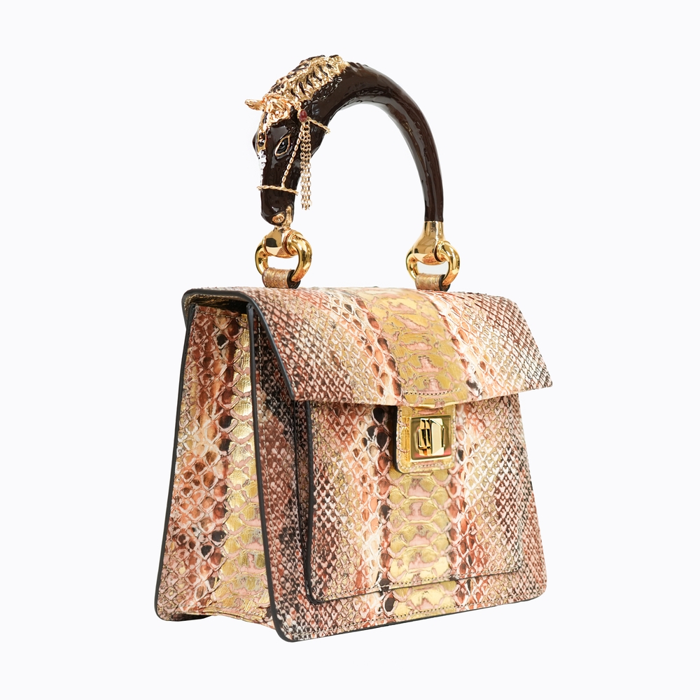 Horse handle Malayo Python Peticulatus Bags - Gold brown