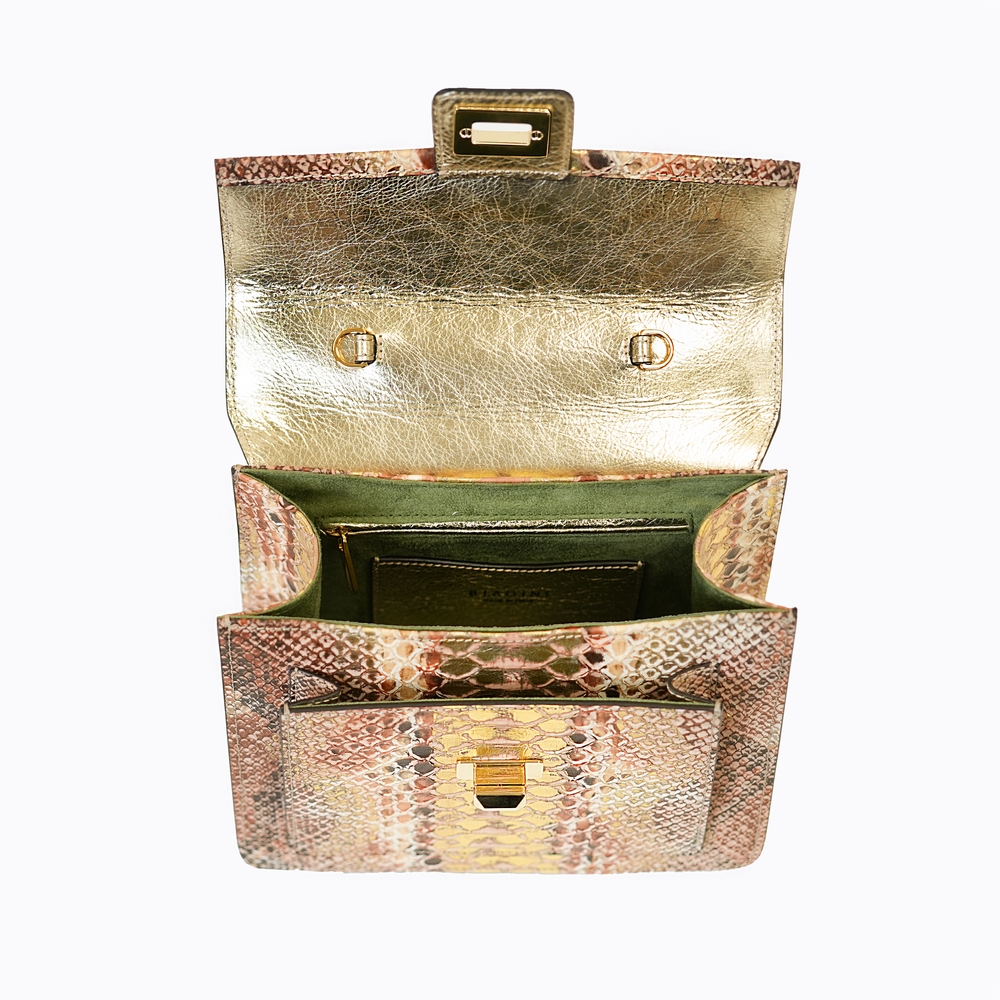 Horse handle Malayo Python Peticulatus Bags - Gold brown