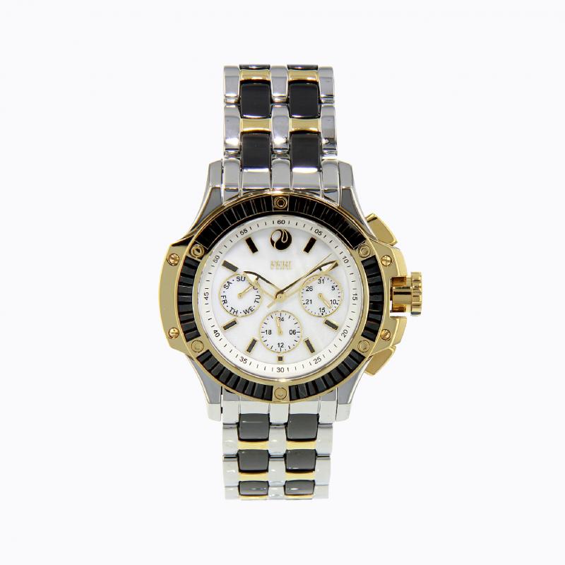Nikea Watch - Gold and Silver Tone Mix with White and Black