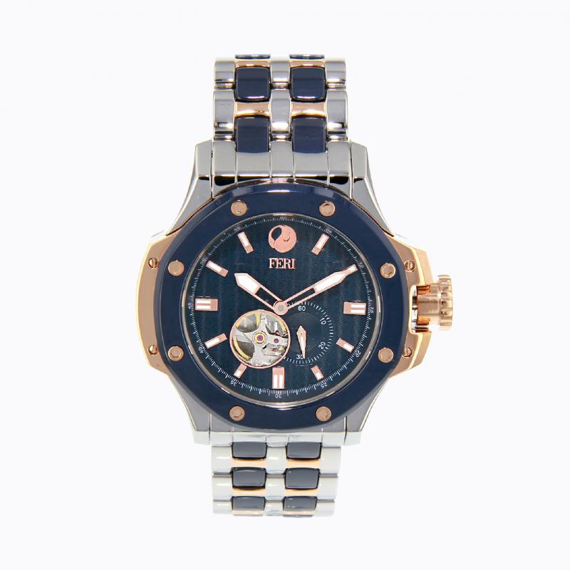 Conquest Automatic Watch - Rose and Silver Tone Mix with Blue