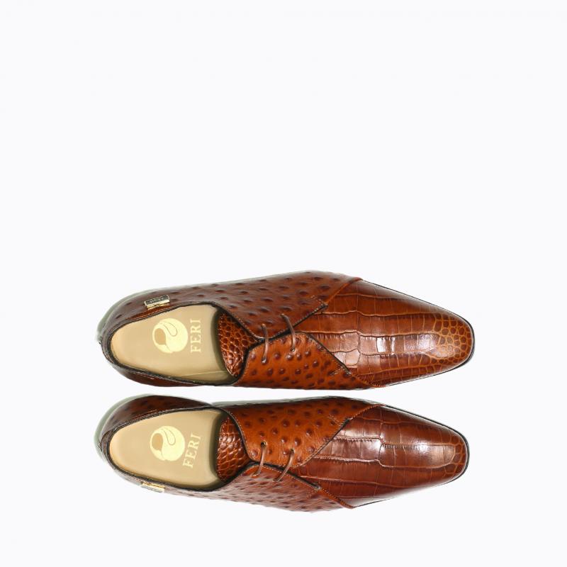 Marcus Shoes - Cognac Brown Croc Print thumbnail 3