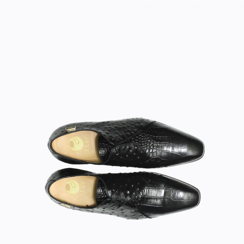 Marcus Shoes - Black Croc Ostrich Print thumbnail 3