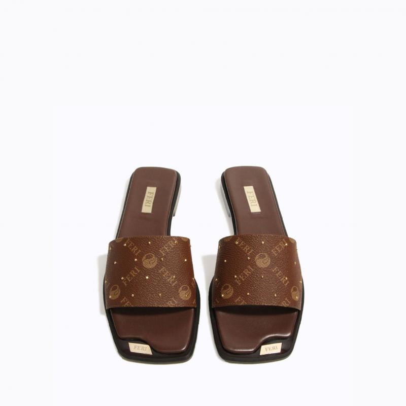 Adva Slide Sandals - Brown Monogram thumbnail 3