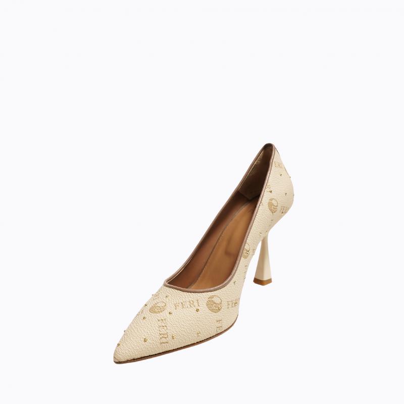 Mila Studded Shoes - Beige Monogram thumbnail 3