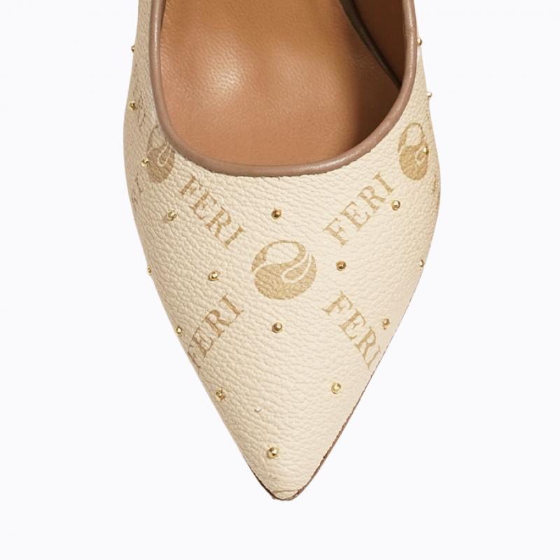 Mila Studded Shoes - Beige Monogram thumbnail 4