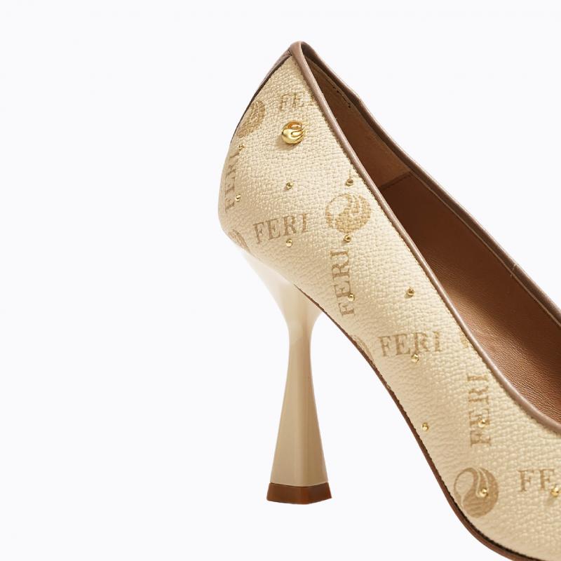 Mila Studded Shoes - Beige Monogram thumbnail 5