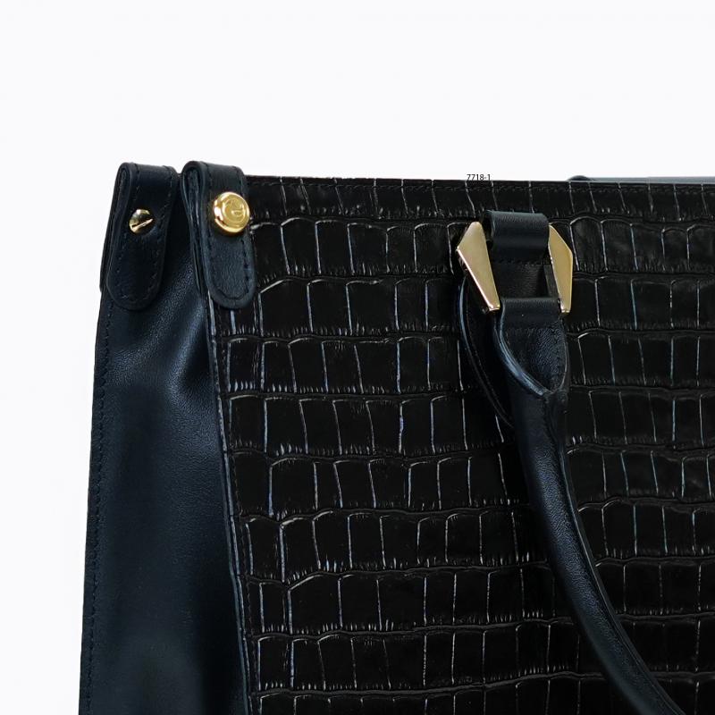 Folio Tote - Black Croco thumbnail 4