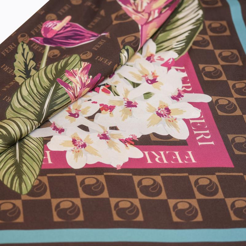Floral Monogram Scarf - Brown thumbnail 3