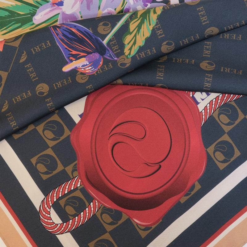 Floral Monogram Scarf - Navy thumbnail 3