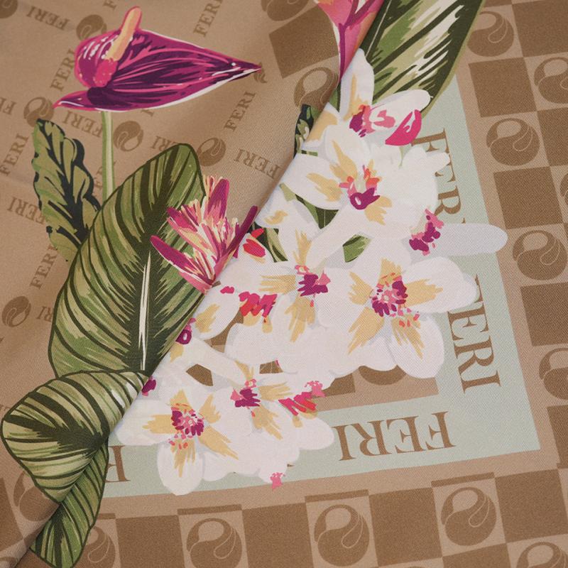 Floral Monogram Scarf - Beige thumbnail 3