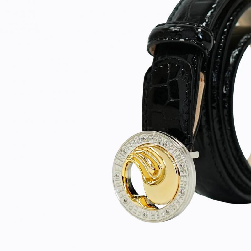Royale Belt - Classic Black Croco/Two-Tone thumbnail 3