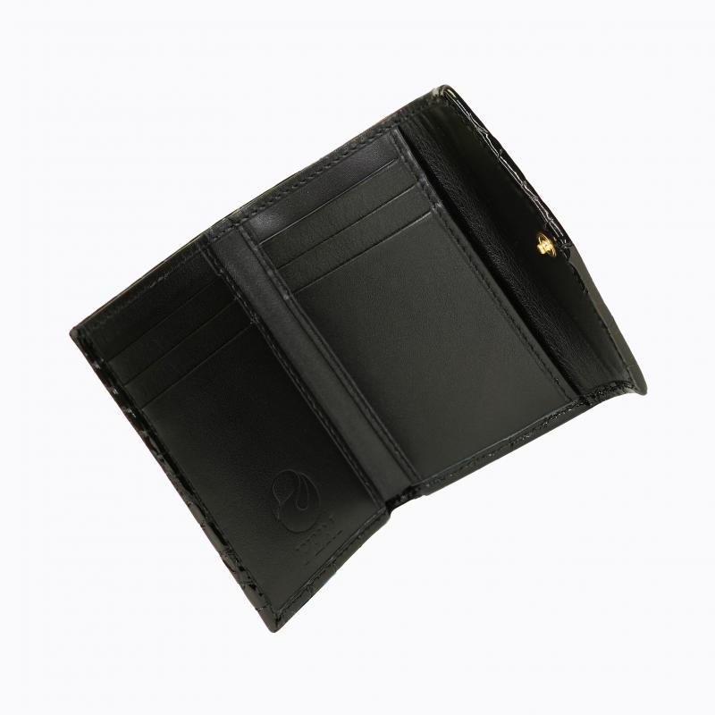 Royale Compact Trifold Wallet - Black Croco thumbnail 3