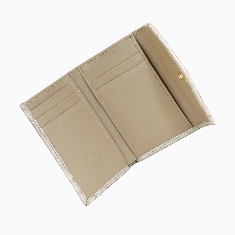 Royale Compact Trifold Wallet - Beige Croco thumbnail 3