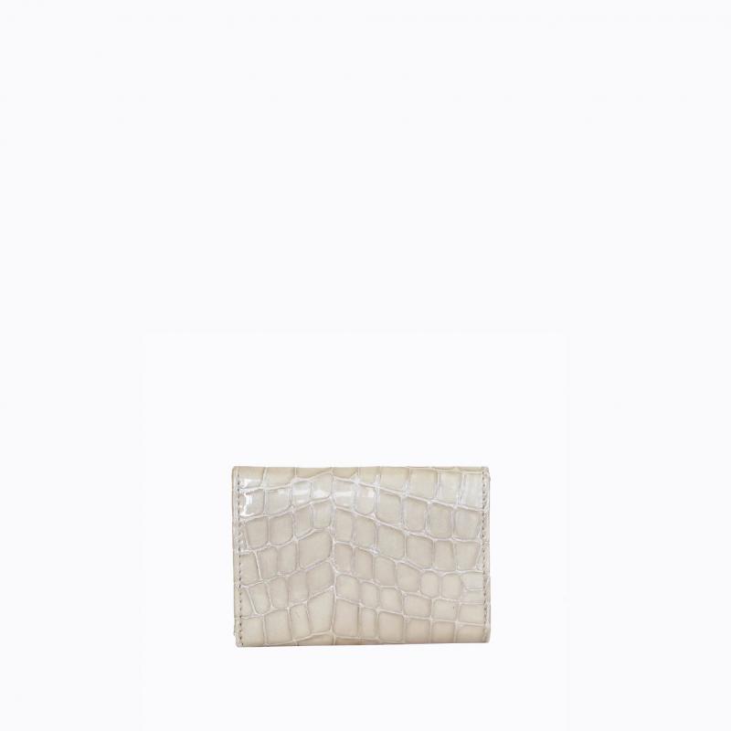 Royale Compact Trifold Wallet - Beige Croco thumbnail 4