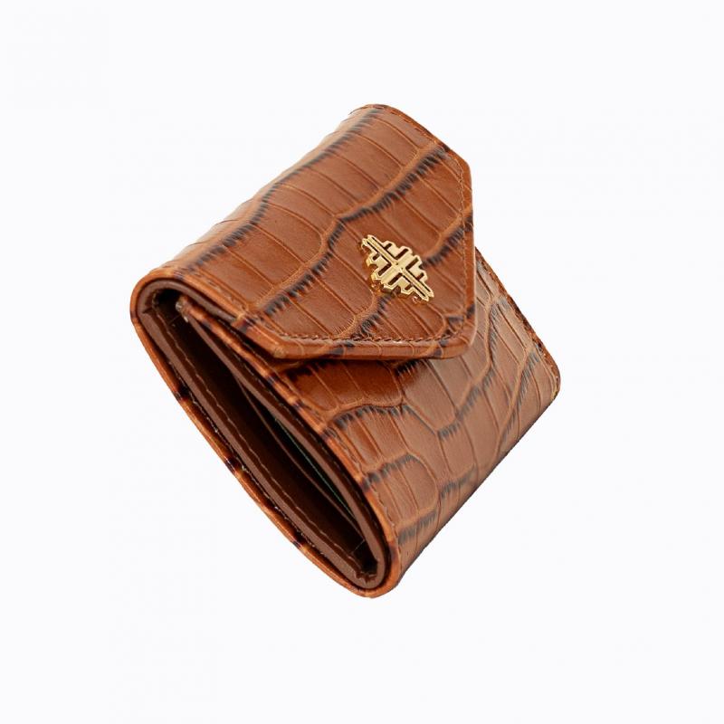 Starlet Vivid Compact Trifold Wallet - Caramel Croco thumbnail 3