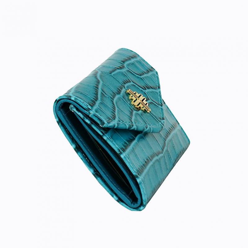 Starlet Vivid Compact Trifold Wallet - Aqua Croco thumbnail 3