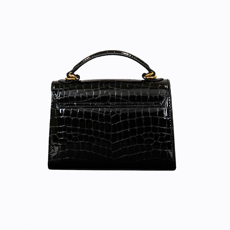 Royale Petit Handbag - Black Croco  thumbnail 8