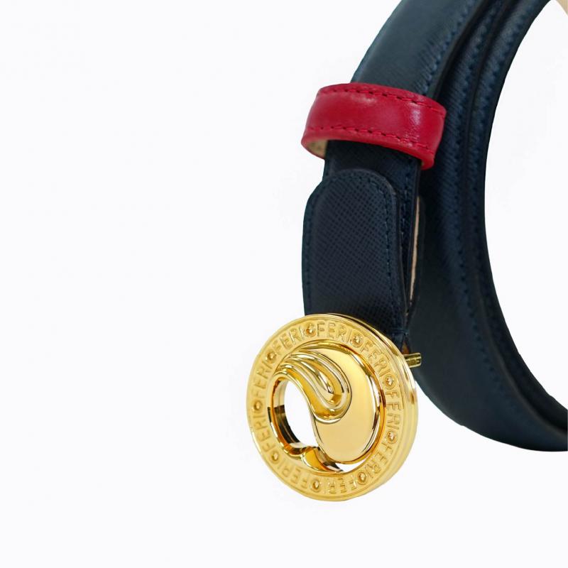 Cleo Belt - Midnight Saffiano/Gold thumbnail 3