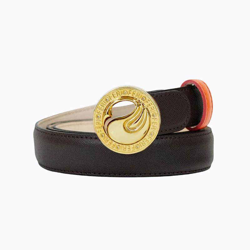 Cleo Belt - Espresso Saffiano/Gold