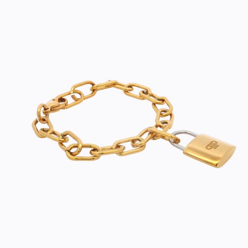 Intertwined Elegance Lock Bracelet - Gold/Silver thumbnail 3