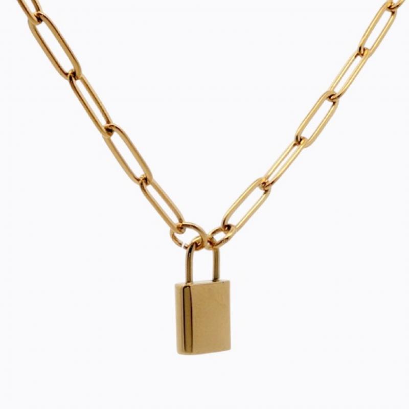 Iconic Impressions Lock Necklace - Gold thumbnail 3