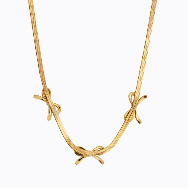 Flutter & Bow Collar Necklace - Gold thumbnail 3