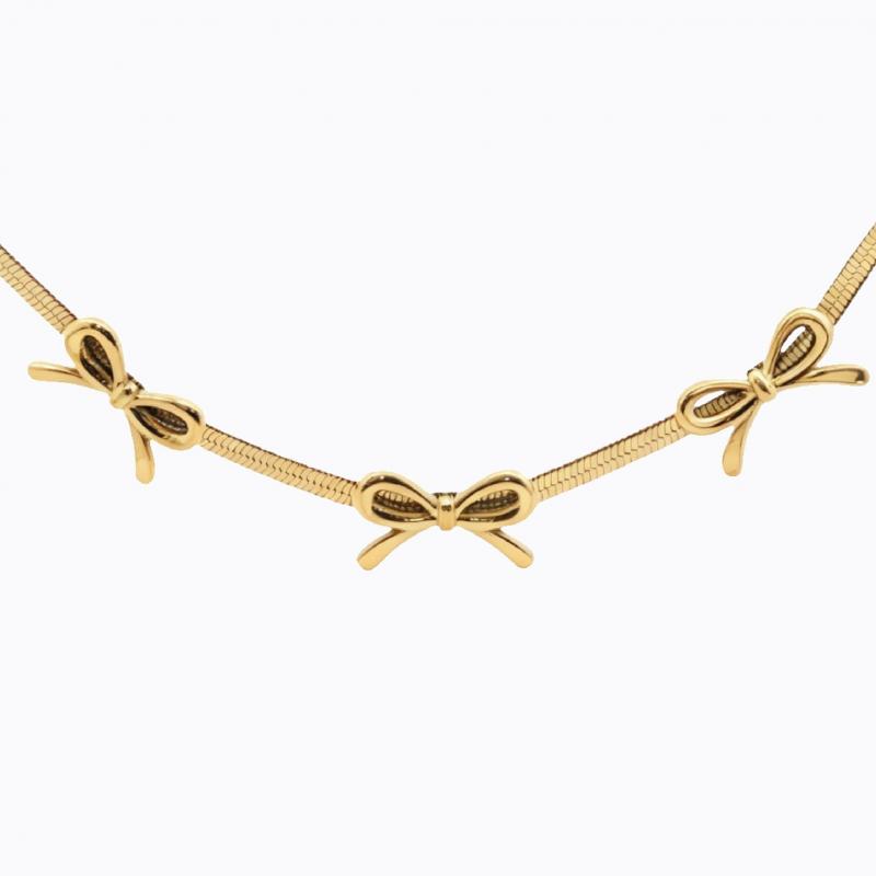 Flutter & Bow Collar Necklace - Gold thumbnail 4