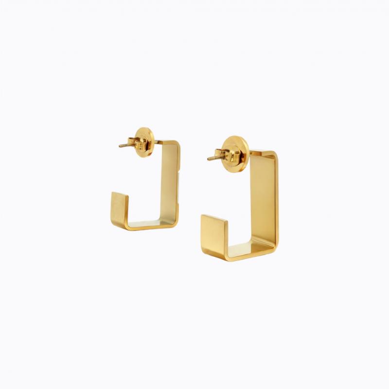 Heartfelt Elegance Square Cuff Earrings - Gold thumbnail 3