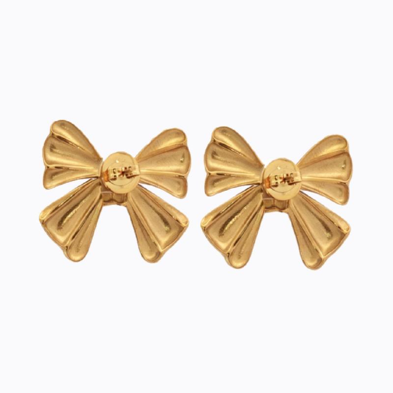 Flutter & Bow Stud Earrings - Gold thumbnail 3