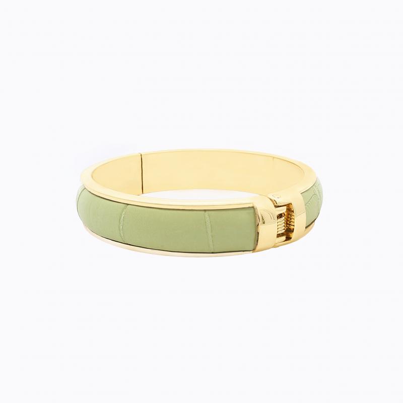 Exotic Alligator Bangle - Light Olive Green thumbnail 3