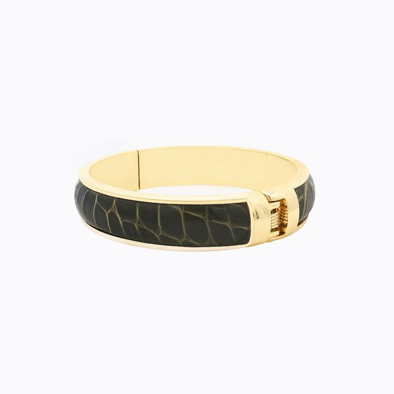 Exotic Crocodile Bangle - Dark Forest Green thumbnail 3