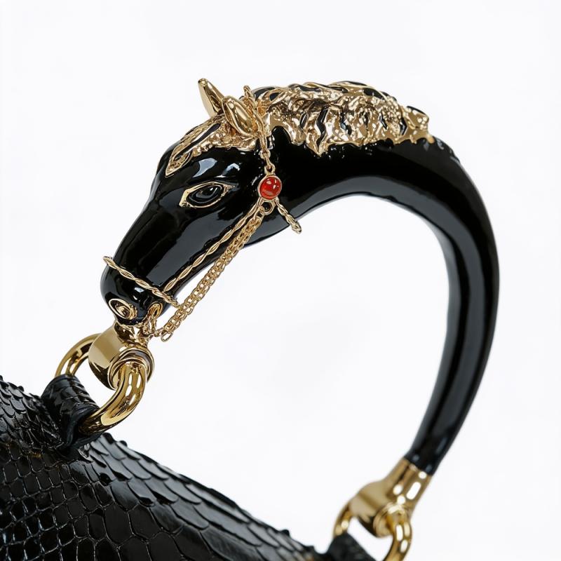 Horse handle Malayo Python Peticulatus Bags - Black thumbnail 3