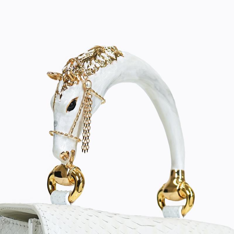 Horse handle Malayo Python Peticulatus Bags - white thumbnail 3