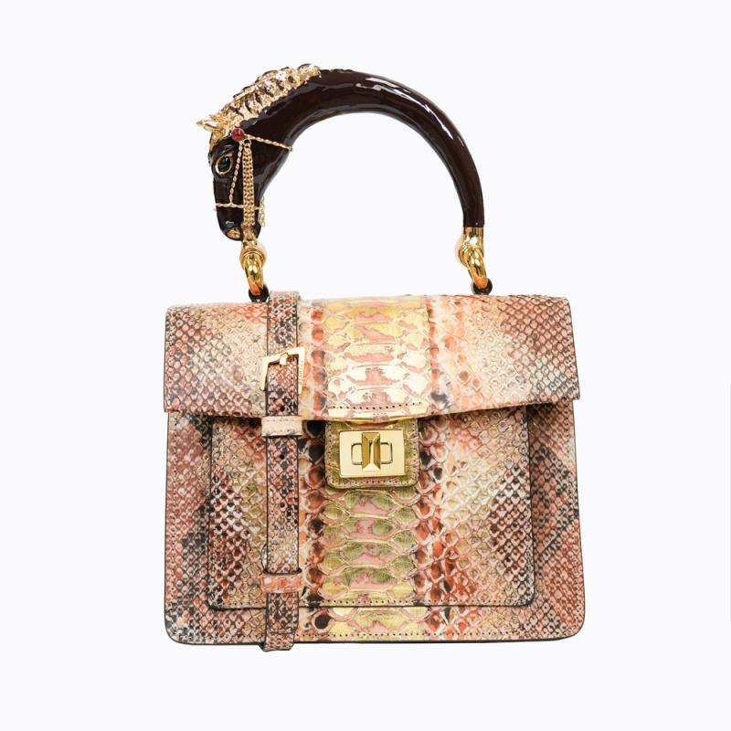 Horse handle Malayo Python Peticulatus Bag - Gold Brown